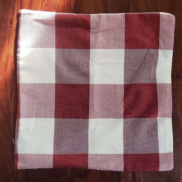 PILLOW COVERS 18 x 18 Red Off-White Buffalo Plaid - Picture 4 of 6